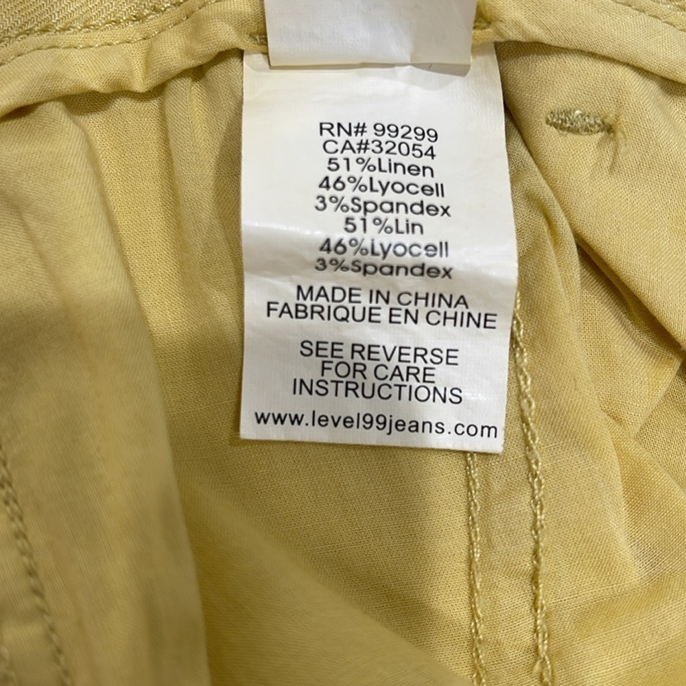 Anthropologie Level 99 Newport Wide Leg Flared Mid Rise Pants SZ 28 Yellow - Picture 4 of 5